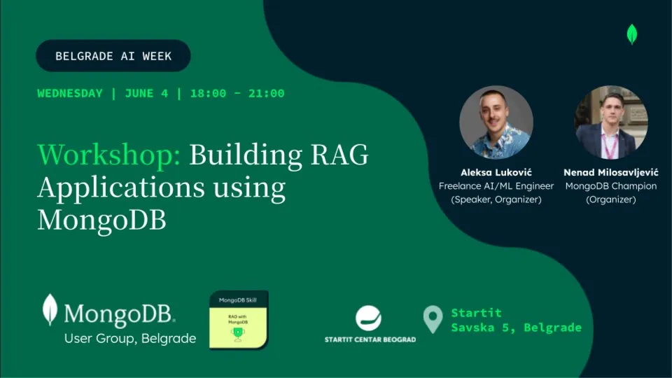 Belgrade MUG #4: Building RAG Applications using MongoDB (Skill Badge Workshop)