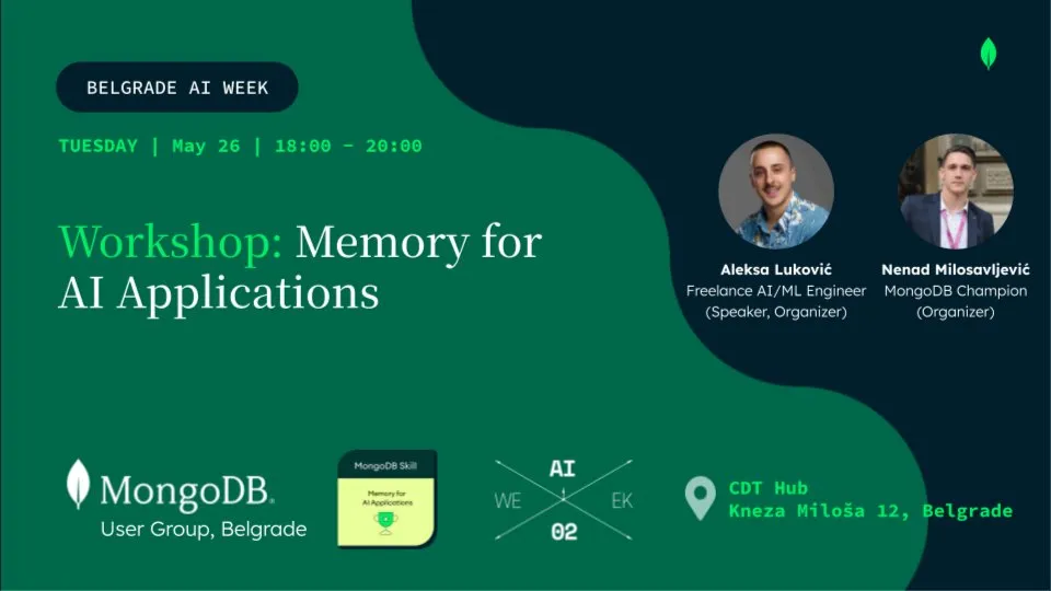 Belgrade MUG #9: Memory for AI Applications (Skill Badge Session)